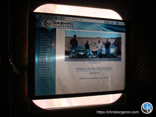 The corresponding webpage laying on the projector