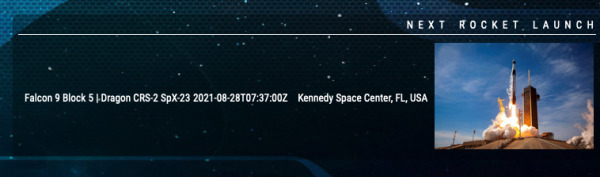Screenshot of MagicMirror Next Rocket Launch Module MMM-NextRocketLaunch MagicMirror Module